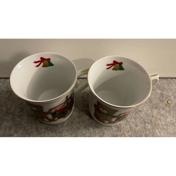 2 Porcelain Christmas Mugs with Teddy Bears From Japan  # 1427 - Picture 3 of 3
